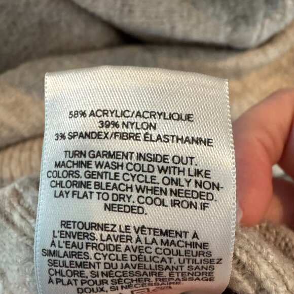 Express Women’s Beige Knit Hoodie Sweater Size Large Cozy Neutral Pullover Large - Picture 7 of 7